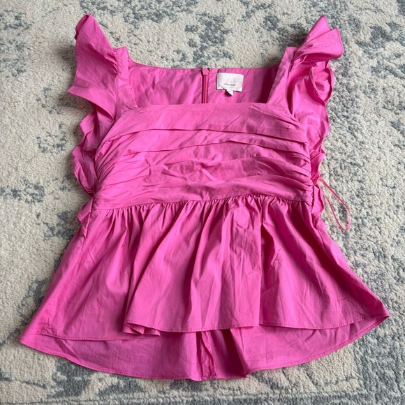 Cinq a Sept Hot Pink Audrie Ruffle Sleeve Blouse - Picture 1 of 5